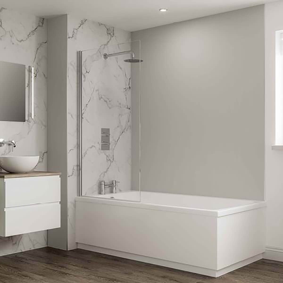 Multipanel Neutrals Collection Dove Grey 1200mm Shower Panel (11274) Grey Medite Exterior MDF