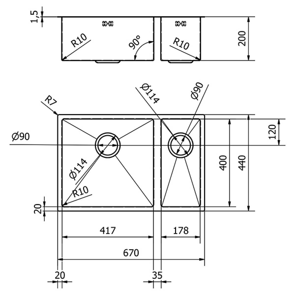 Elite 1.5 Bowl Inset or Undermounted Stainless Steel Kitchen Sink