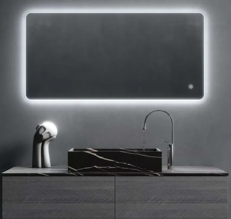 LED Mirror on dark grey background