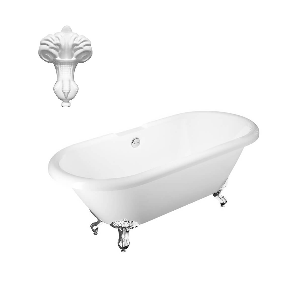 Balmoral 1700mm Double Ended Roll Top Bath with White Claw & Ball Feet (11246)