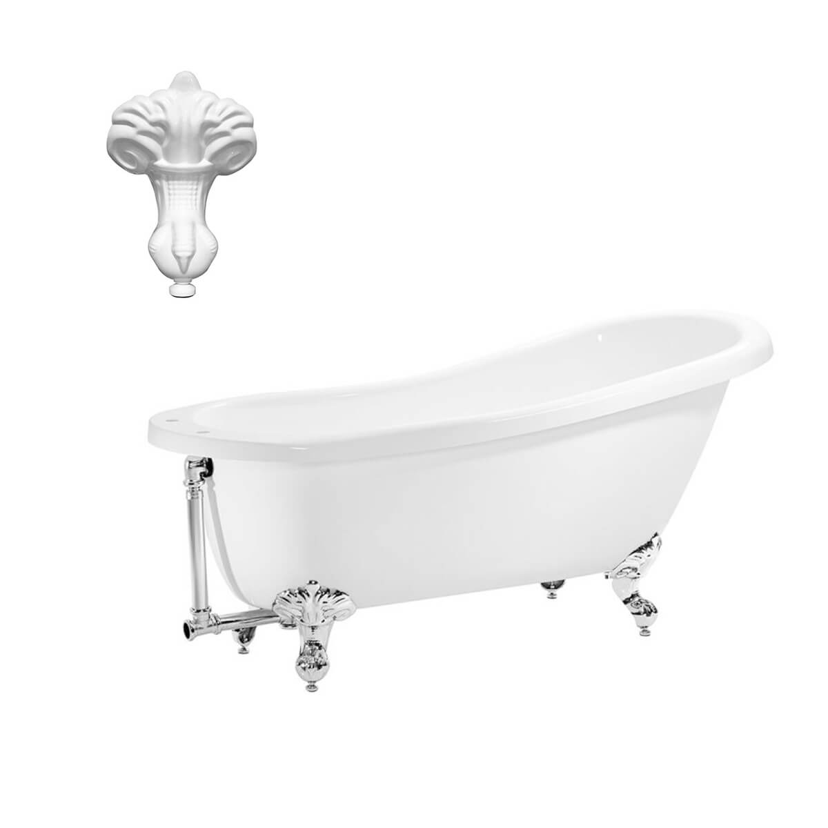 Balmoral 1700mm Single Ended Slipper Bath with White Claw & Ball Feet (11249)