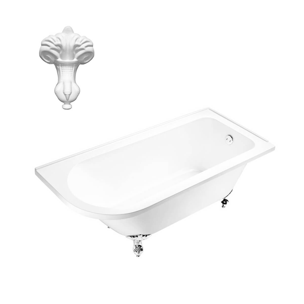 Balmoral 1700mm Freestanding Right Hand Shower Bath with White Claw & Ball Feet (11261)