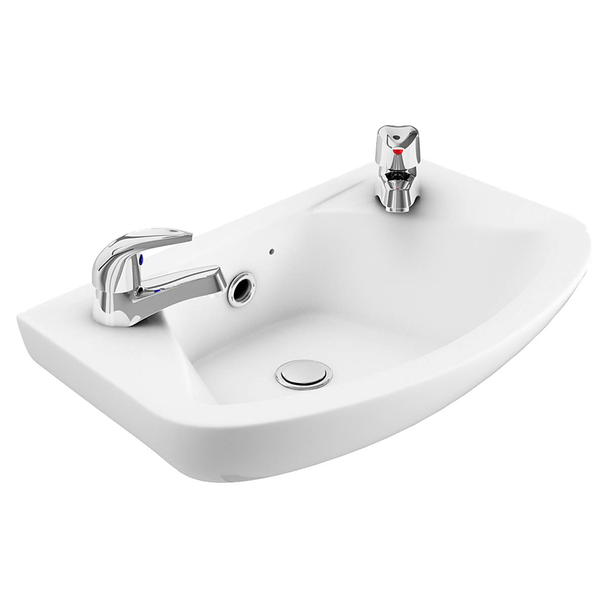 Arley 2 Tap Holes 450mm Wall Basin In A Box (Including Brackets)
