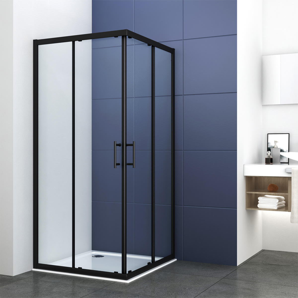 Kiimat Six 900mm Corner Entry Shower Enclosure - Black (20412)