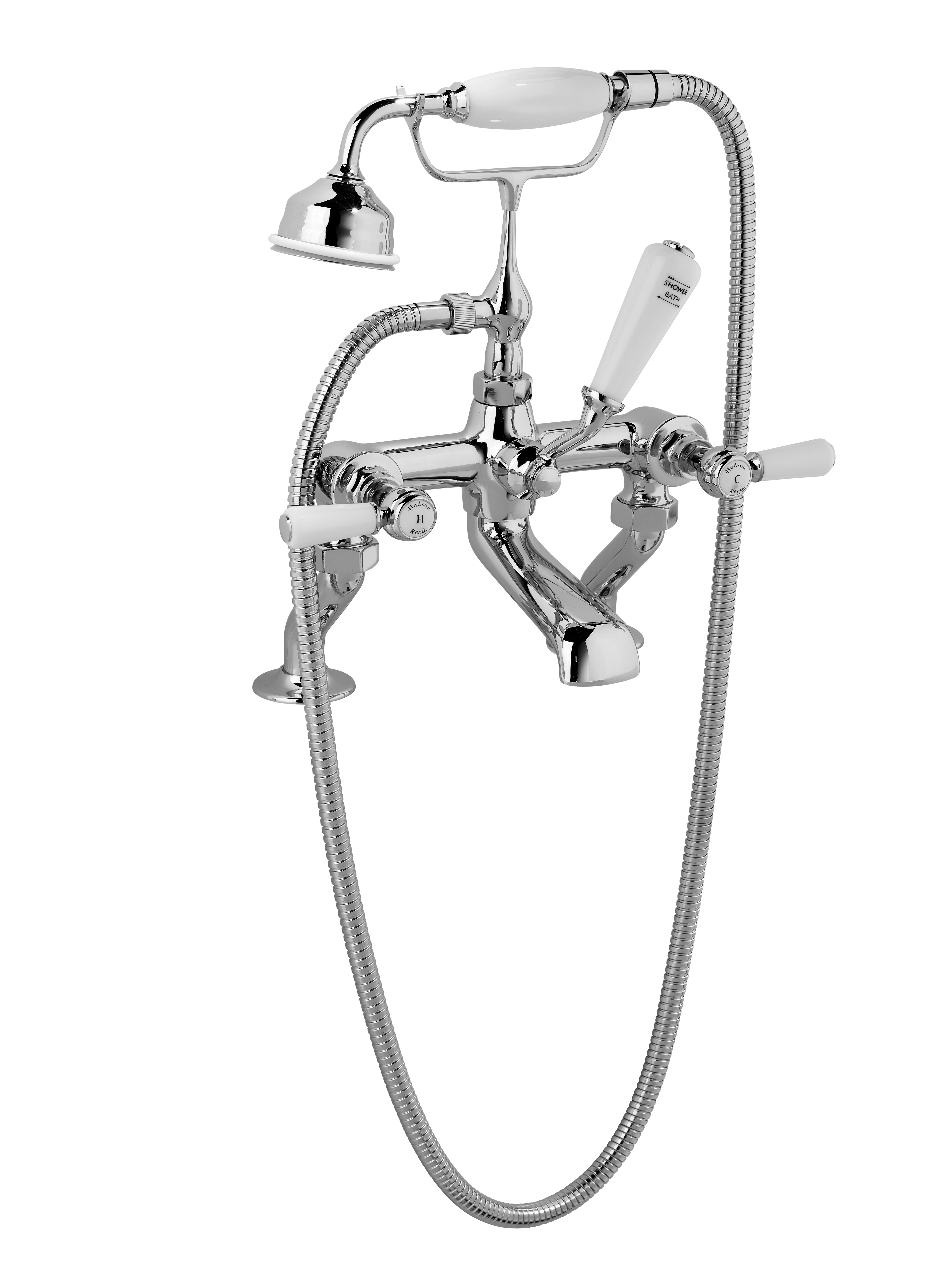 Hudson Reed Topaz with Lever Bath Shower Mixer & Hexagonal Collar - White BC304HL (2460)