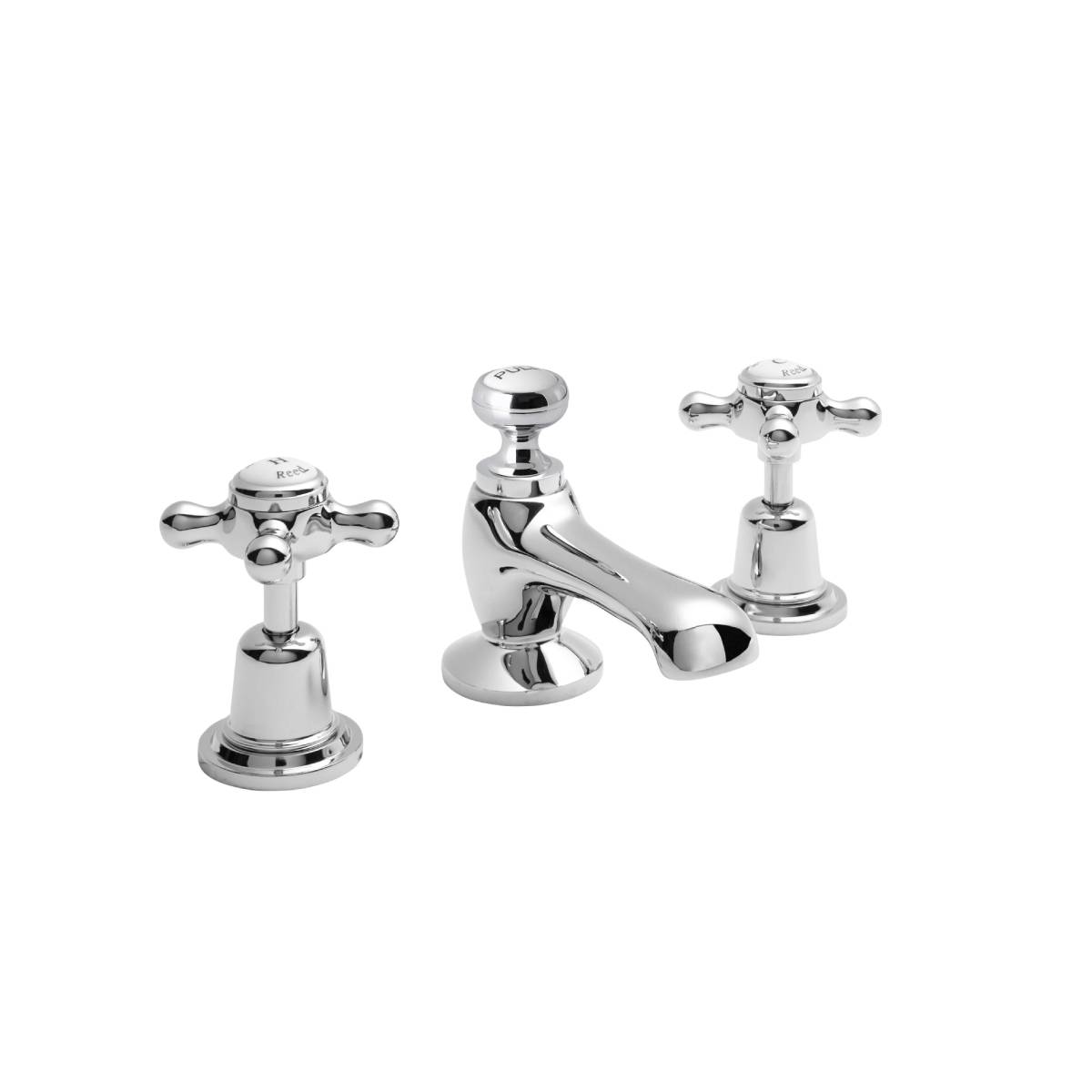 Hudson Reed Topaz with Crosshead 3 Tap Hole Basin Mixer & Domed Collar - White BC307DX (2448)