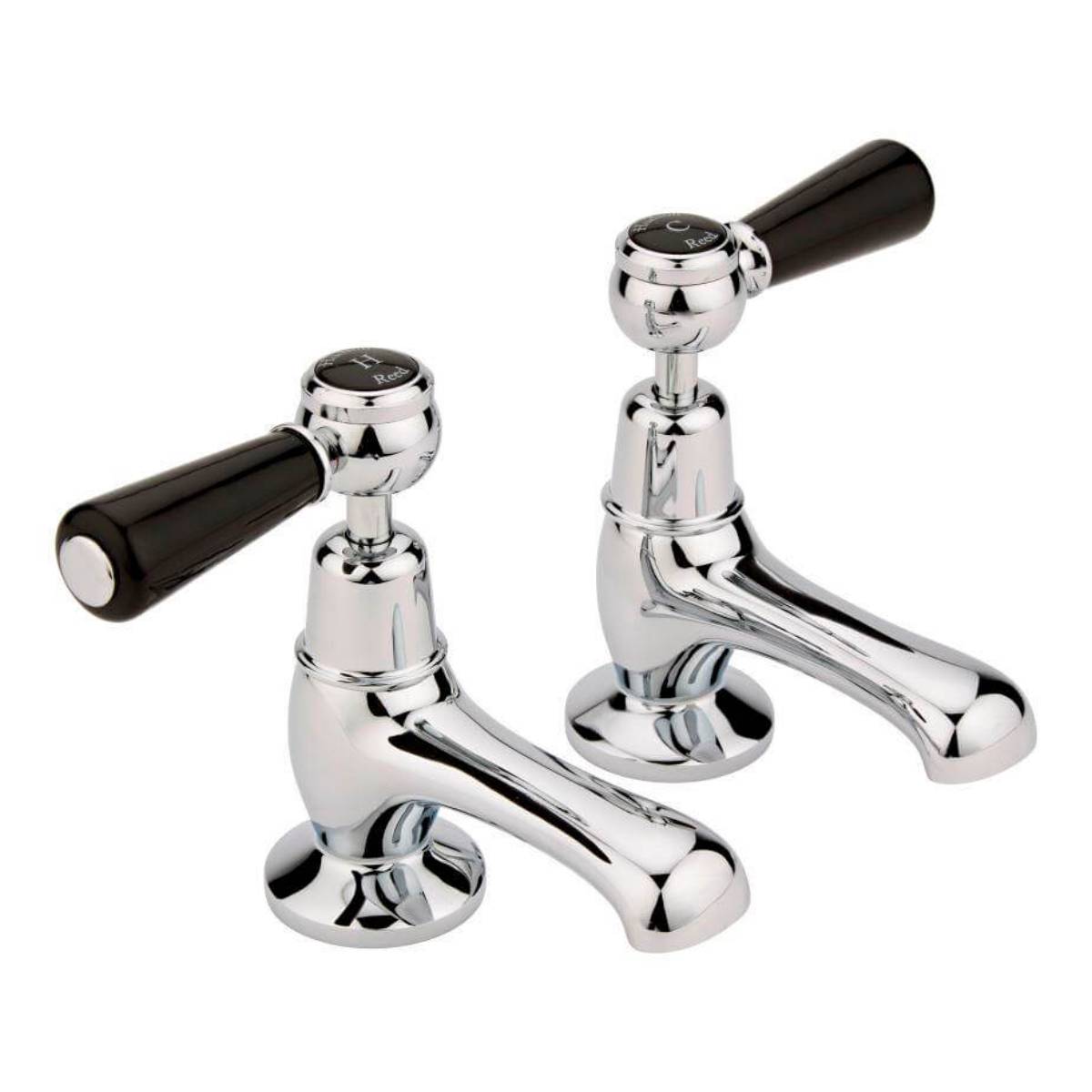 Hudson Reed Topaz with Lever Basin Pillar Taps & Domed Collar - Black BC401DL (2422)
