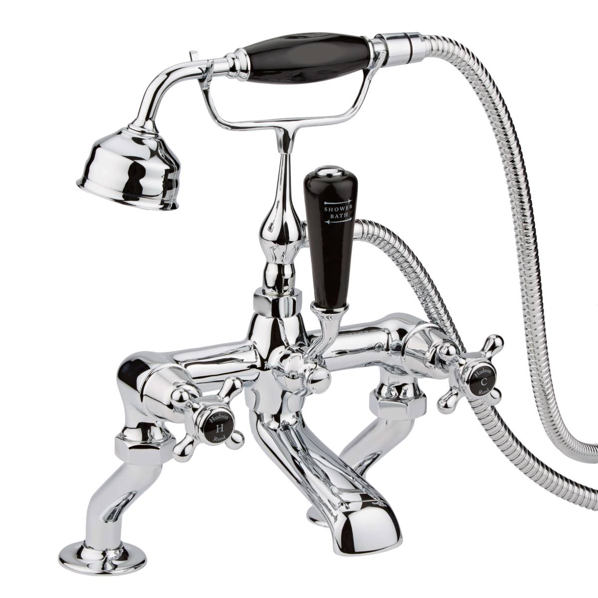 Hudson Reed Topaz with Crosshead Bath Shower Mixer & Domed Collar - Black BC404DX (2410)