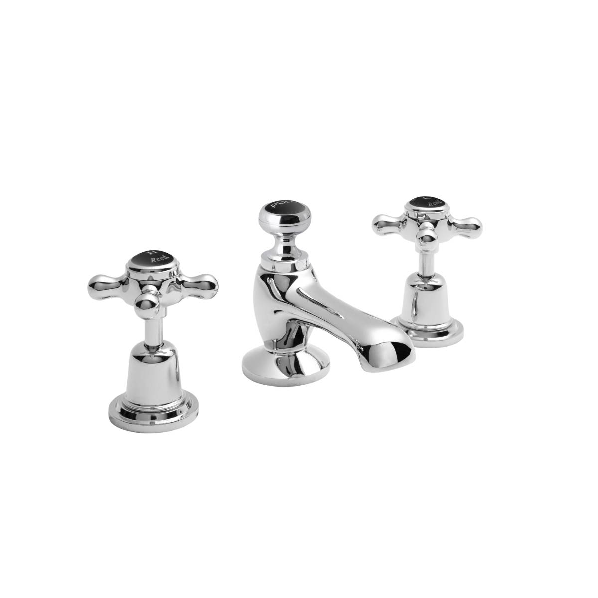 Hudson Reed Topaz with Crosshead 3 Tap Hole Basin Mixer & Domed Collar - Black BC407DX (2416)