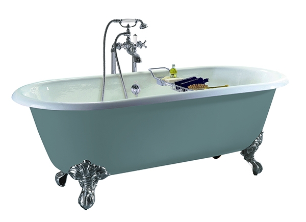 Heritage Baby Buckingham 0 Tap Hole Cast Iron Doubled Ended Bath with Chrome Imperial Bath Feet (1107)