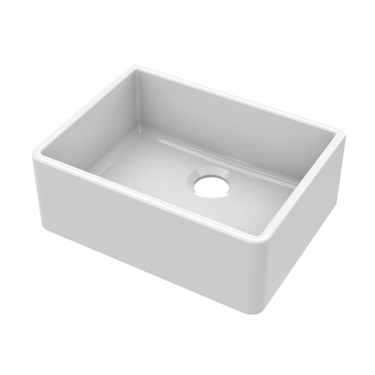Nuie Butler 595x450x220mm Fireclay Sink with Central Waste - White (20282)