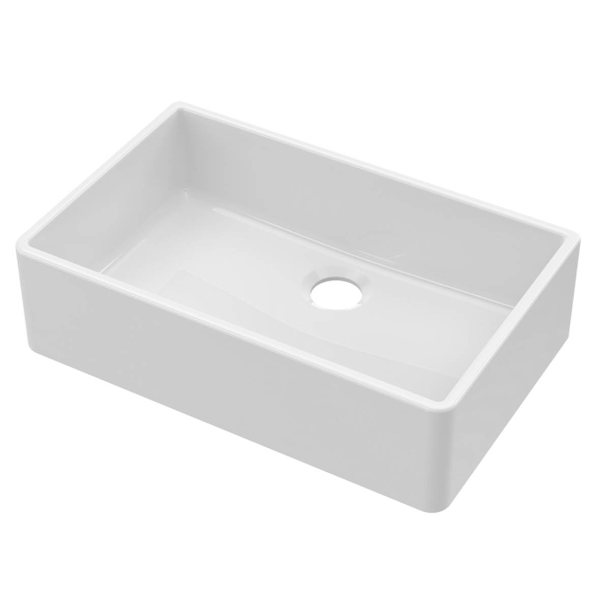 Nuie Butler 795x500x220mm Fireclay Sink with Central Waste - White (20288)