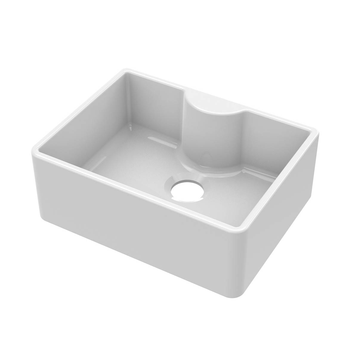 Nuie Butler 595x450x220mm Fireclay Sink with Central Waste & Tap Ledge - White (20285)