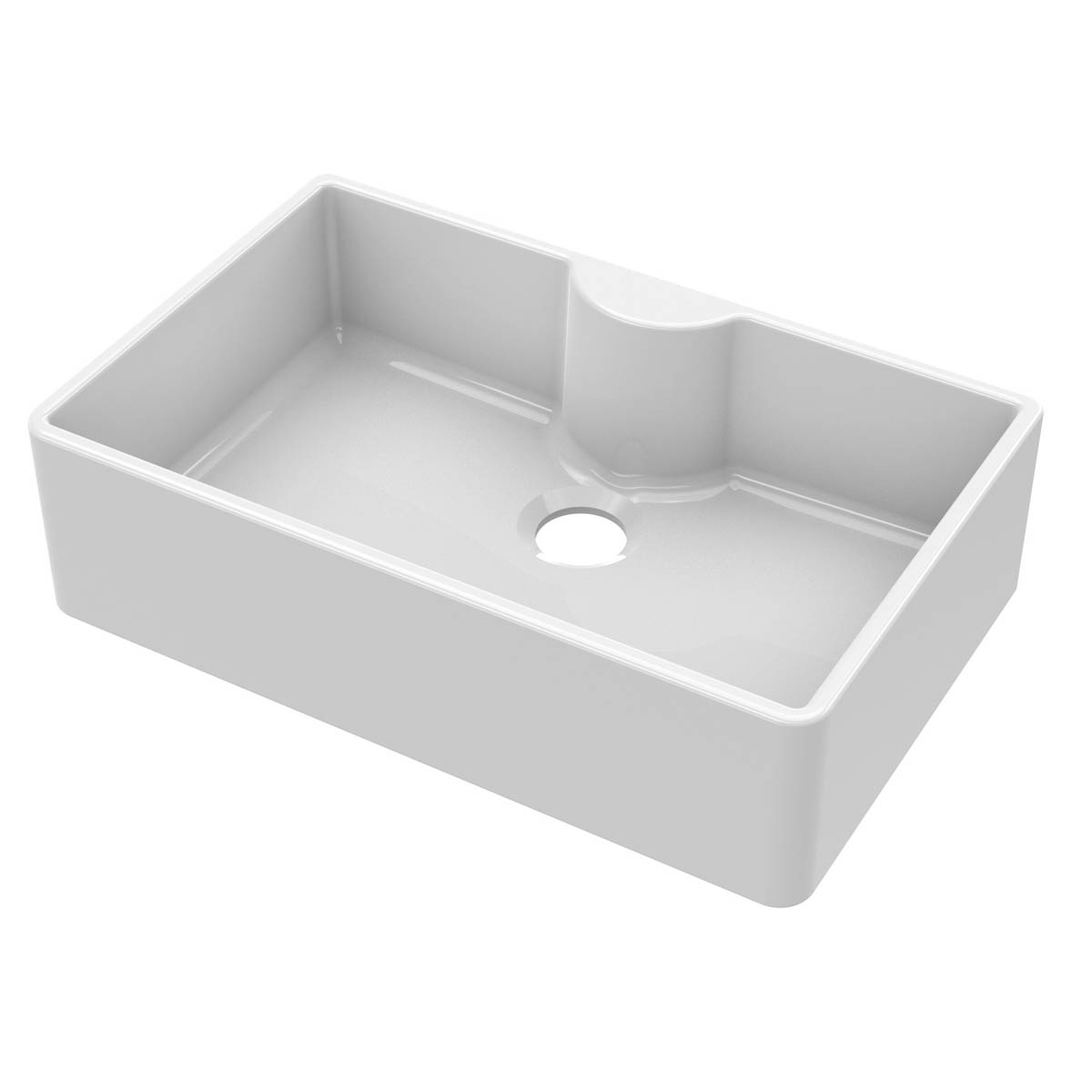 Nuie Butler 795x500x220mm Fireclay Sink with Central Waste & Tap Ledge - White (20290)