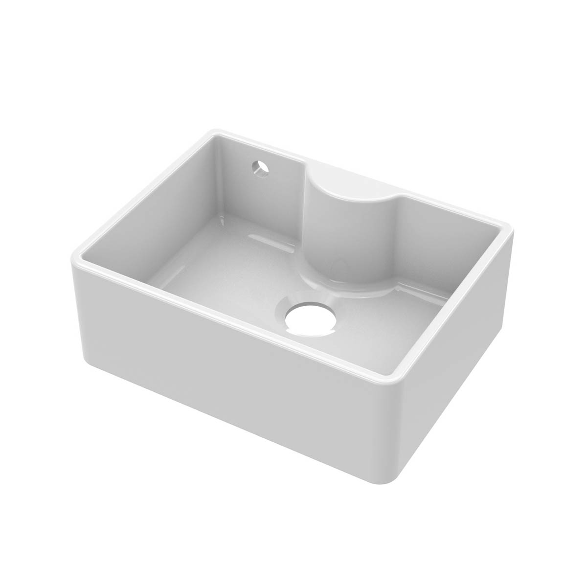 Nuie Butler 595x450x220mm Fireclay Sink with Central Waste, Overflow & Tap Ledge - White (20286)