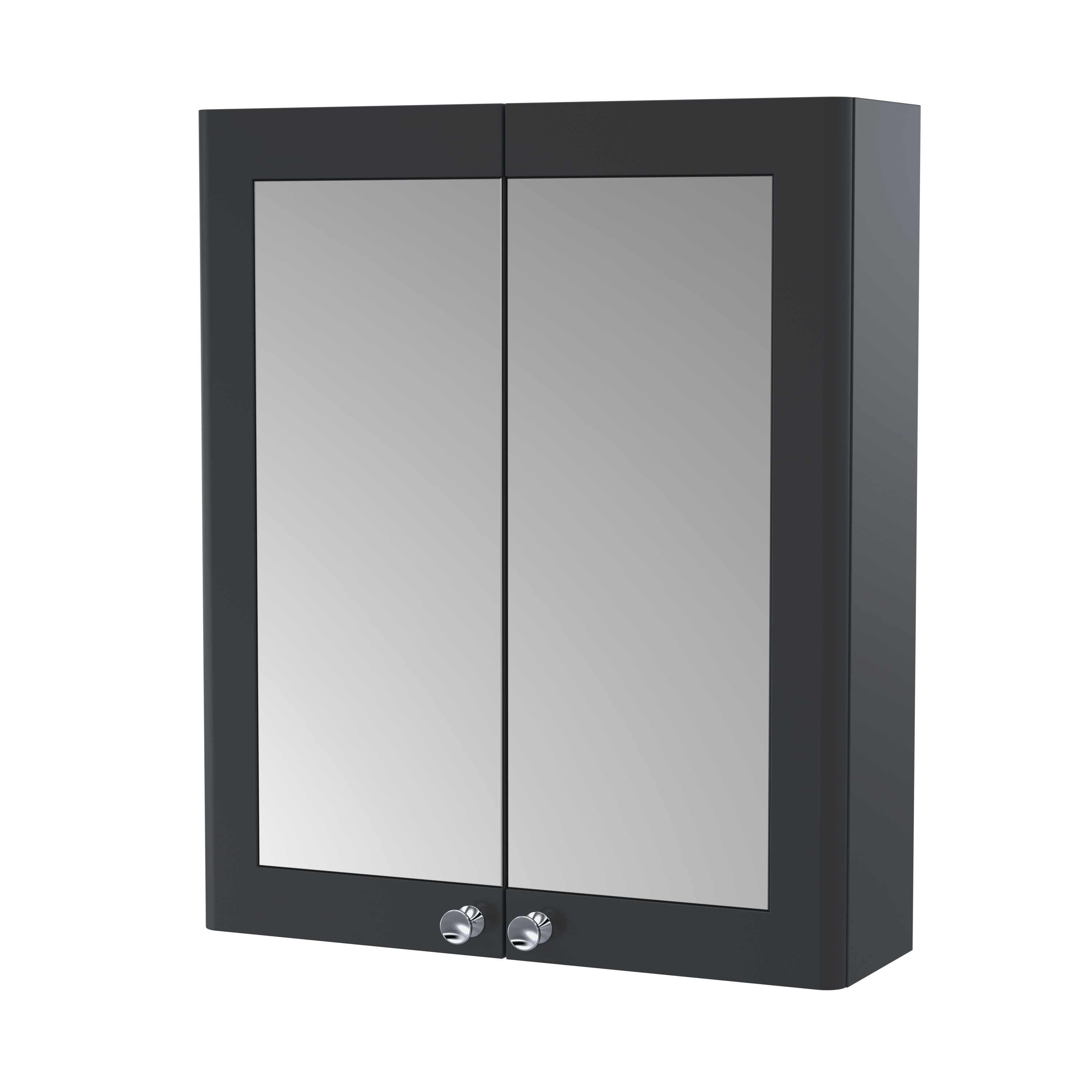Nuie 600mm Black Double Door Mirror Cabinet