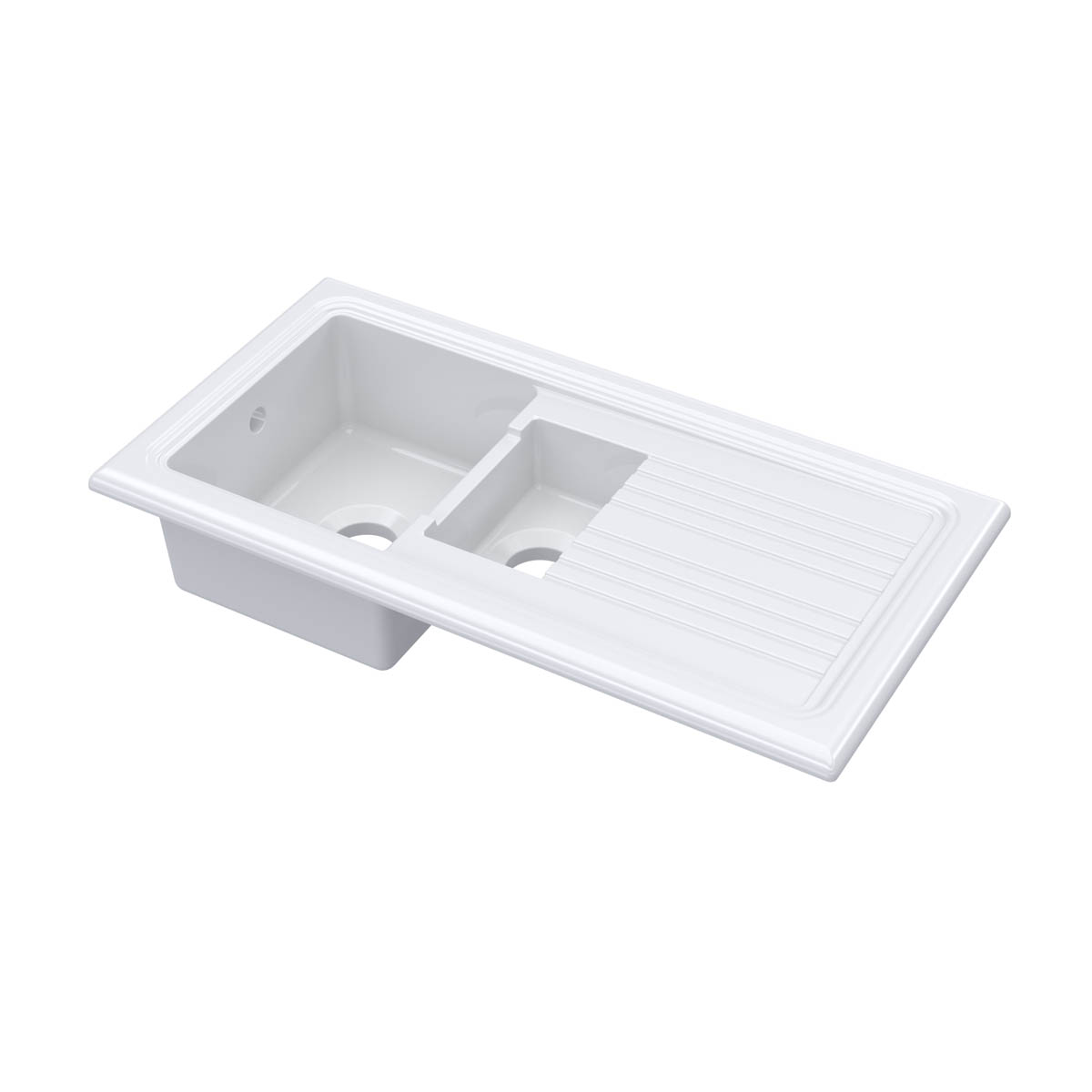 Nuie 1010x525mm 1.5 Bowl Inset Sink - White (20305)