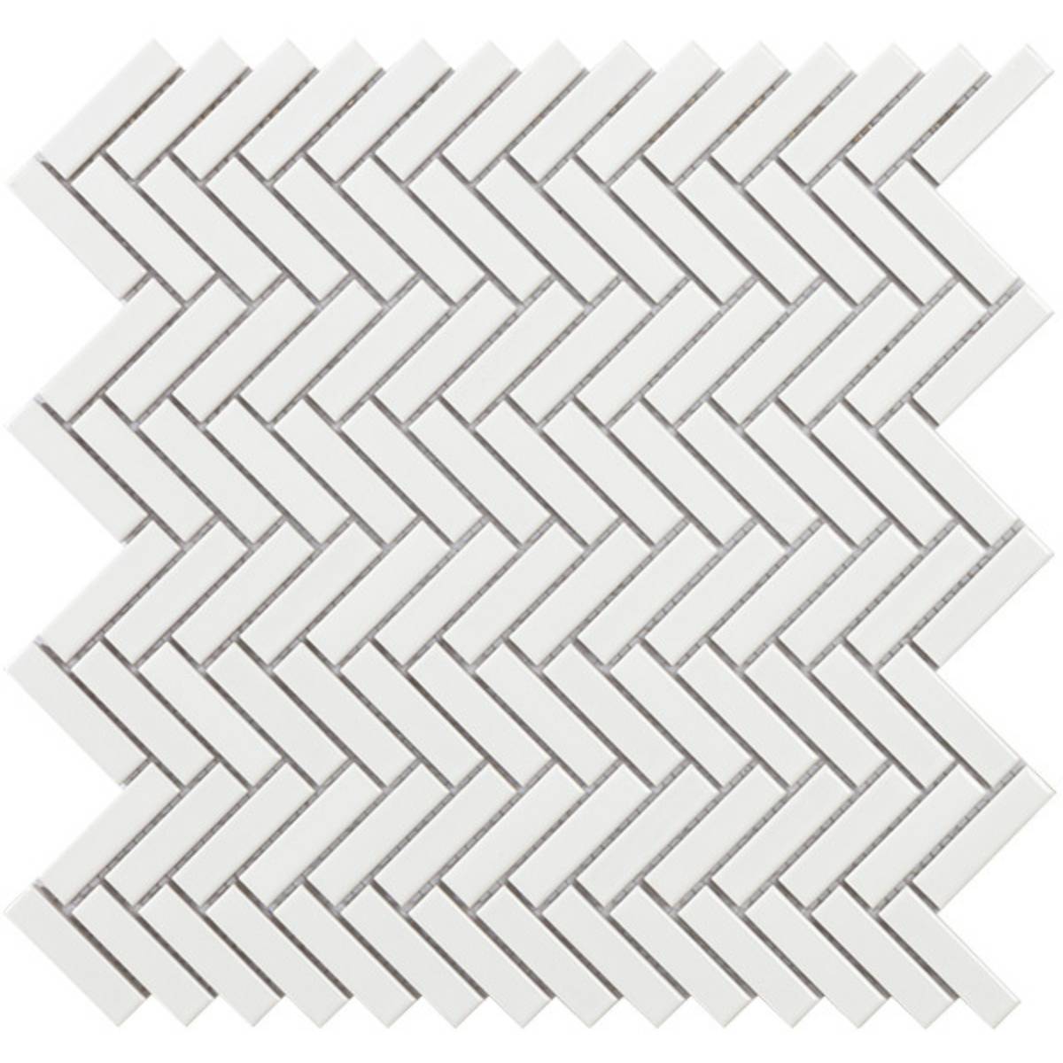 Chevron White Gloss 28.3 x 27.7cm Mosaic Sheet (12056)