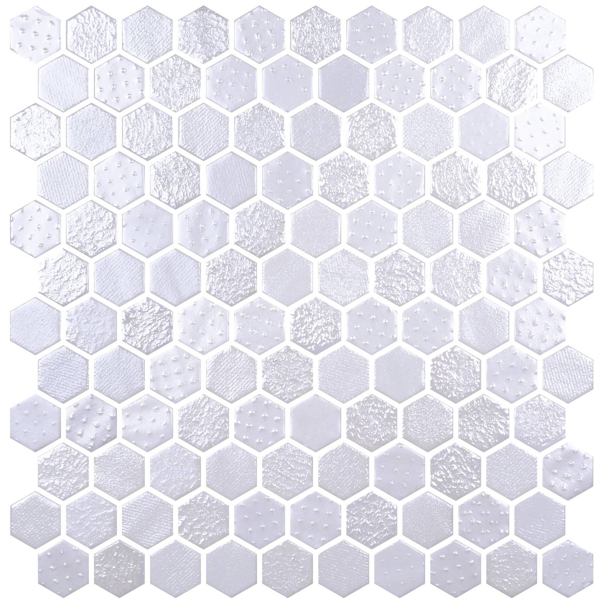 Hex Metal White 30.1 x 29.0cm Mosaic Sheet (11828)
