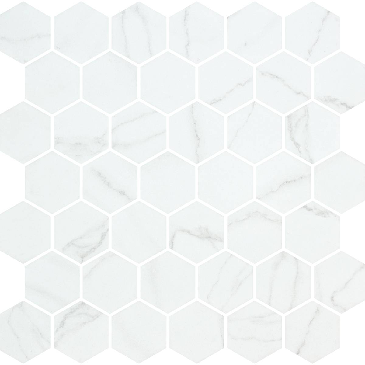 Hex XL Venato White Matte Non Slip 28.6 x 28.4cm Mosaic Sheet (11800)