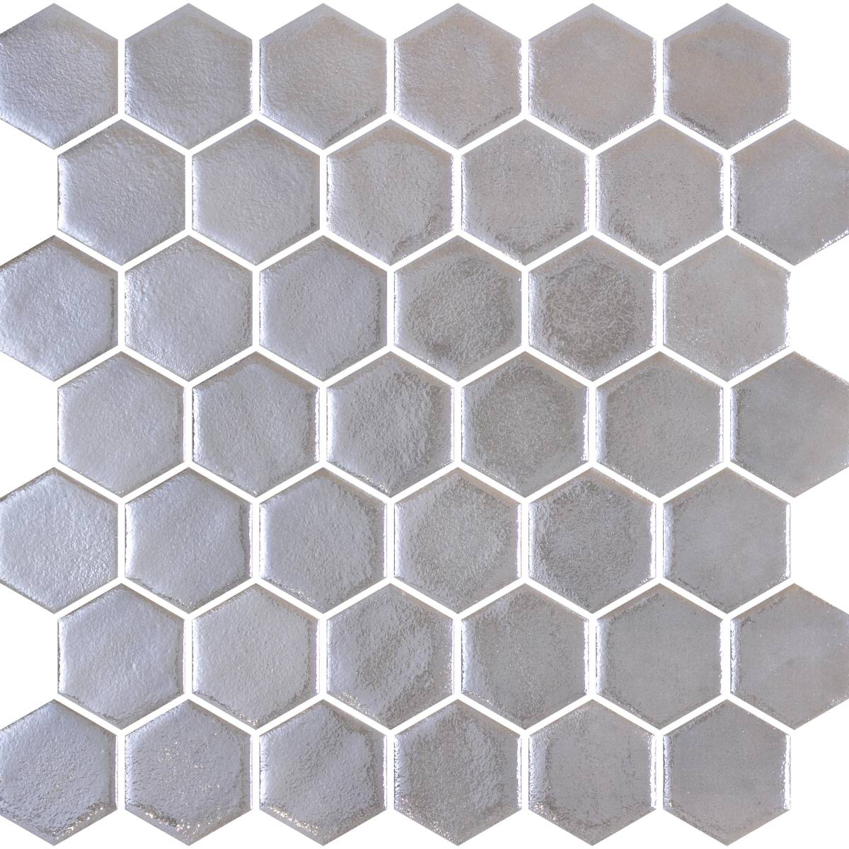 Hex XL Natureglass New Argent 28.6 x 28.4cm Mosaic Sheet (11826)