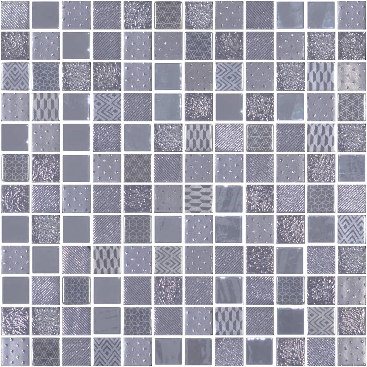 Metal Grey Square 31.1 x 31.1cm Mosaic Sheet (11825)