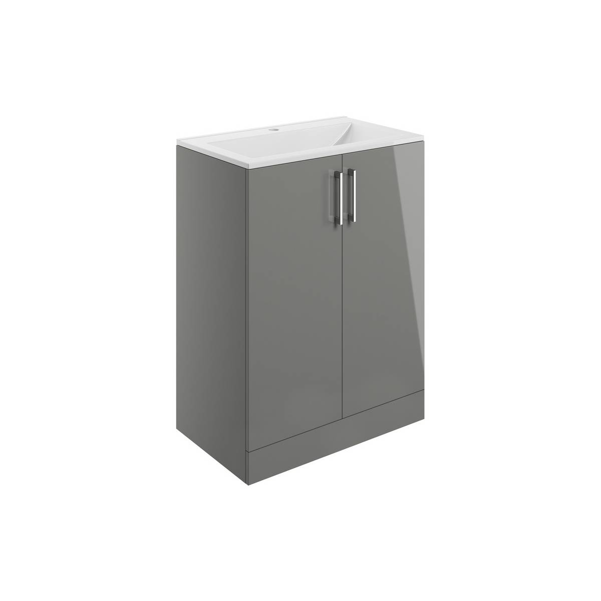 Butler 600mm Floorstanding Vanity Unit & Basin - Grey Gloss (20489)