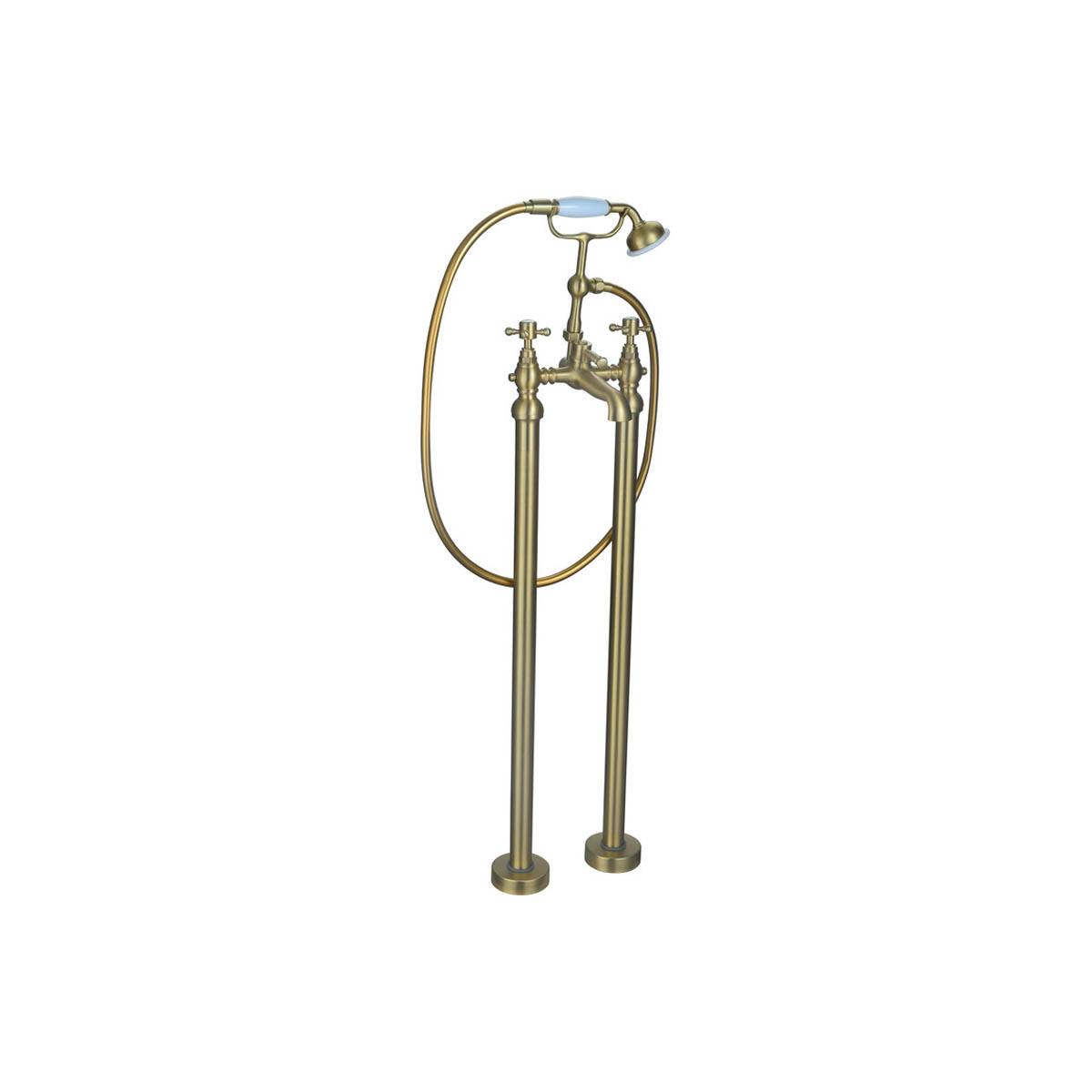 Ari Design Classique Floor Standing Bath/Shower Mixer & Shower Kit - Brushed Brass
