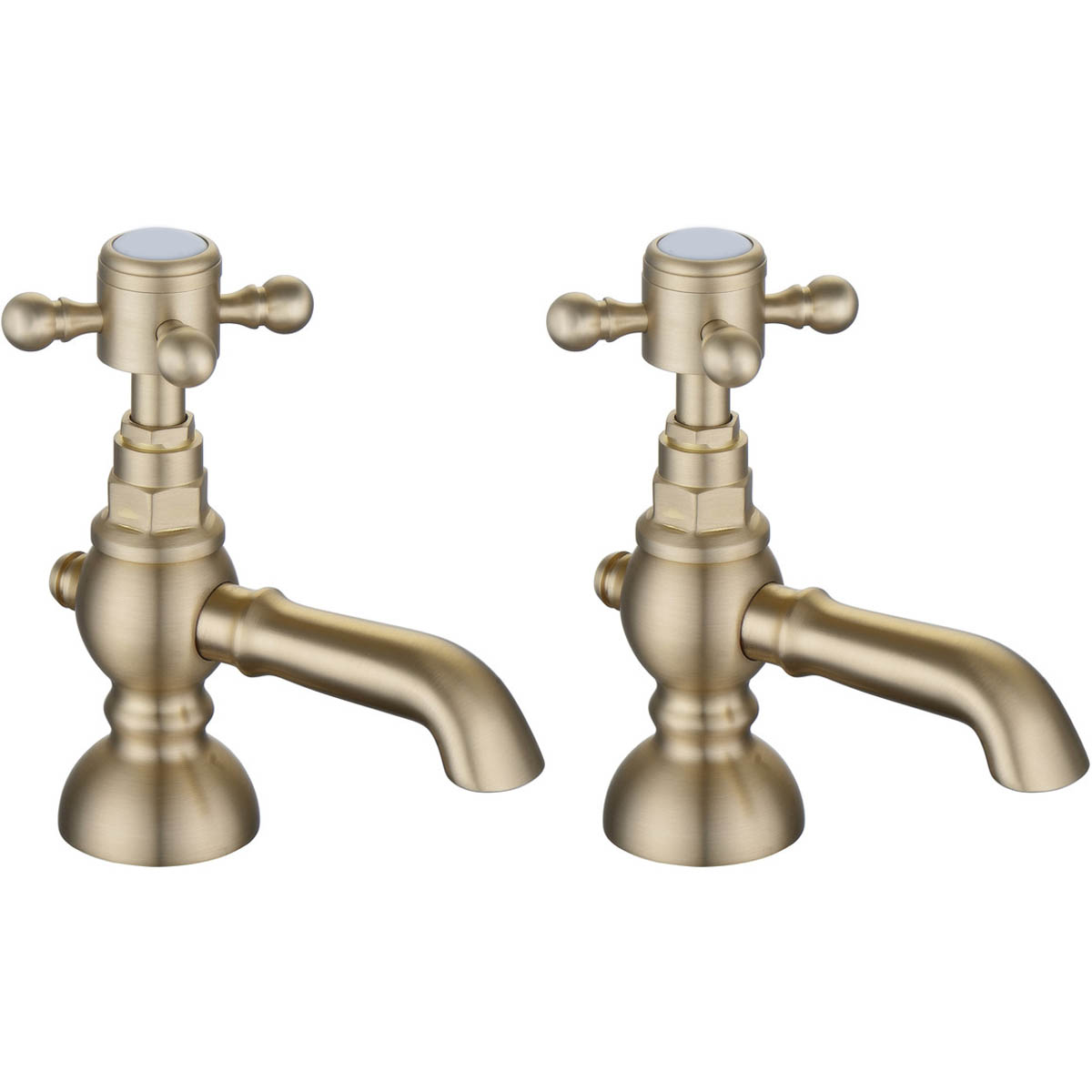 Ari Design Classique Basin Pillar Taps - Brushed Brass