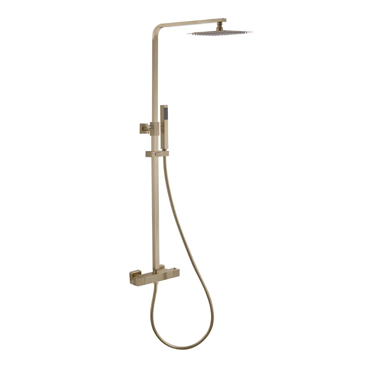 Eliseo Ricci Cube Plus Thermostatic Rain Shower with Diverter - Brushed Brass (15677)