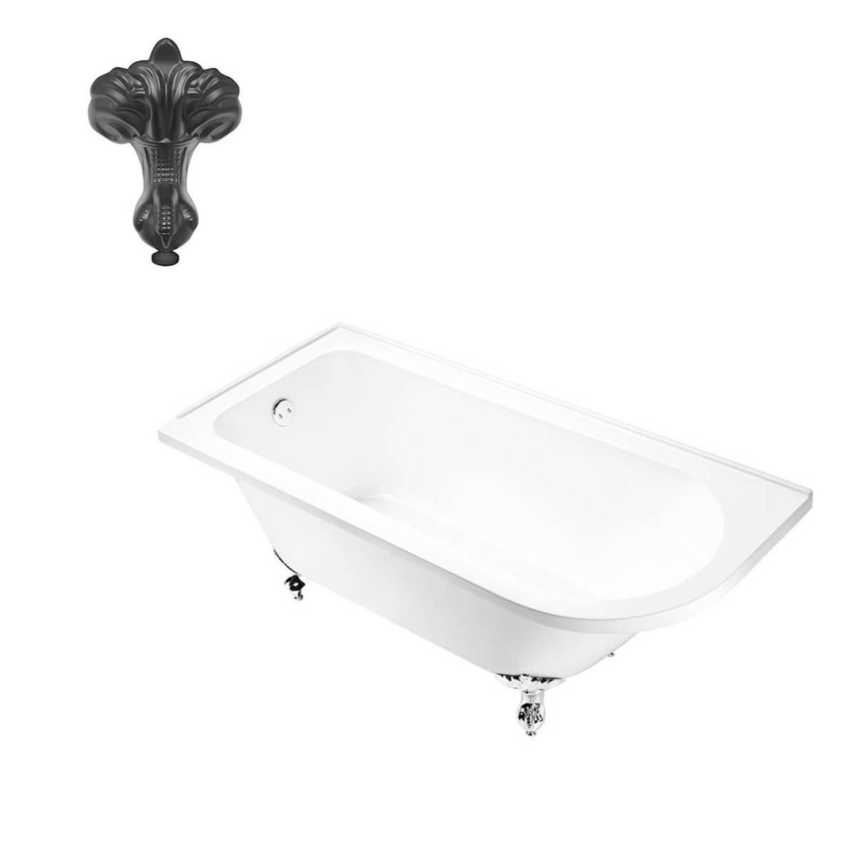 Balmoral 1700mm Freestanding Left Hand Shower Bath with Black Claw & Ball Feet (11263)
