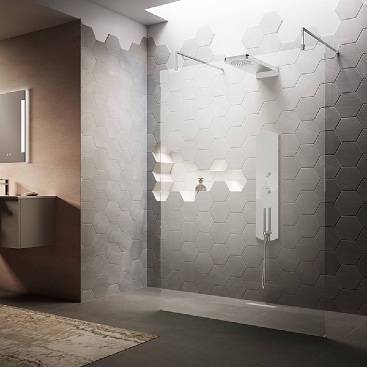 Hudson Reed 1200mm Wetroom Screen With Arms and Feet - Chrome GPAF12 (17175) Image