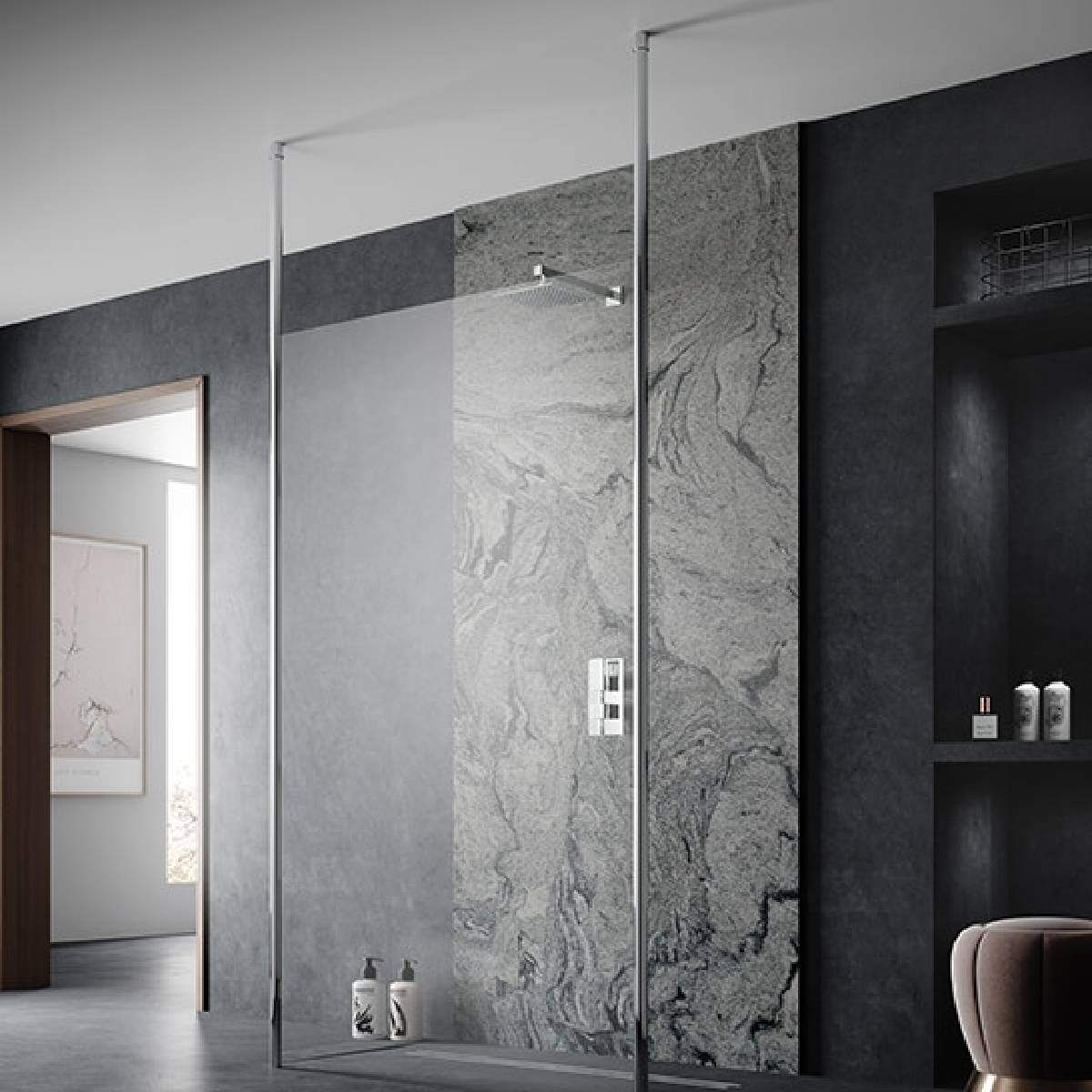 Hudson Reed 900mm Wetroom Screen with Ceiling Post GPCP090 (10300)