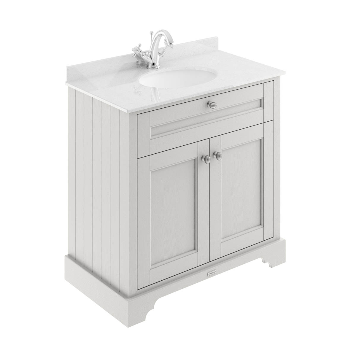 Hudson Reed Traditional Old London Timeless Sand 800mm Cabinet & Light Grey Marble Top 1 Tap Hole