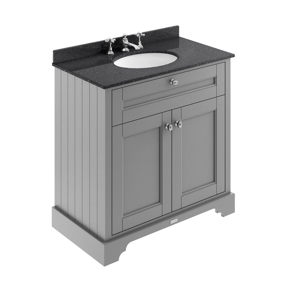 Hudson Reed Traditional Old London Storm Grey 800mm Cabinet & Black Marble Top 3 Tap Hole