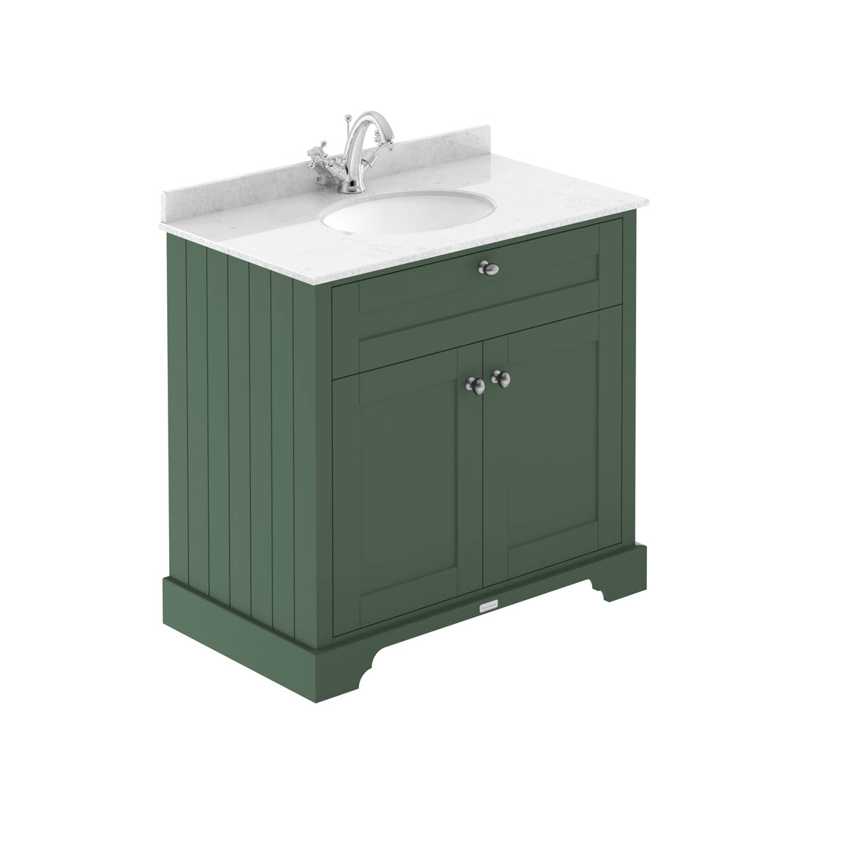 Hudson Reed Traditional Old London Hunter Green 800mm Cabinet & Light Grey Marble Top 1 Tap Hole