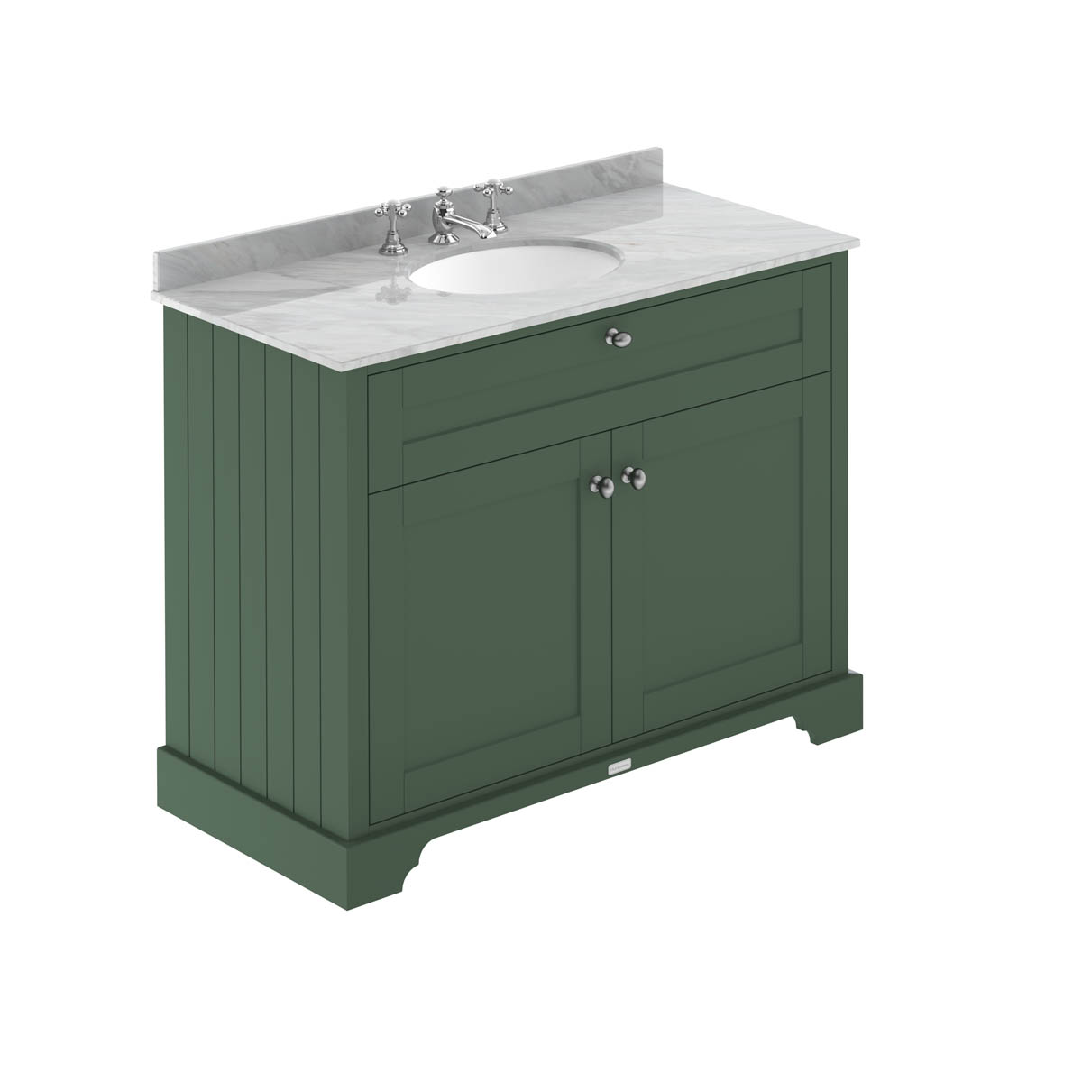 Hudson Reed Traditional Old London Hunter Green 1000mm Cabinet & Grey Marble Top 3 Tap Hole