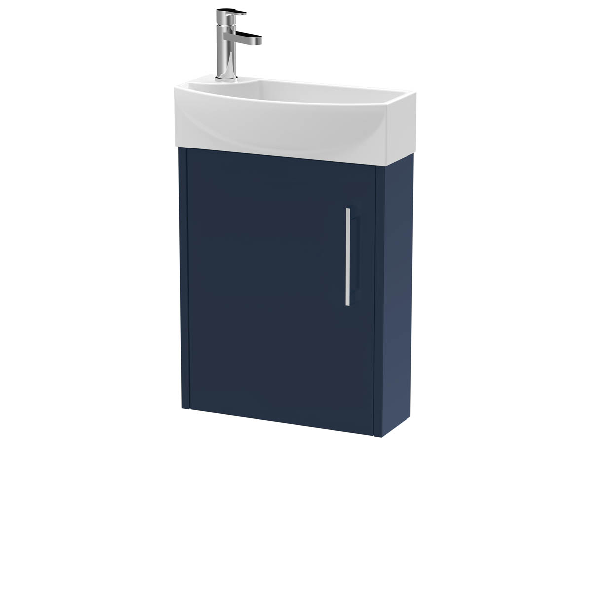 Hudson Reed Juno Compact 440mm Electric Blue Wall Hung 1 Door Unit & 1 Tap Hole Basin RH