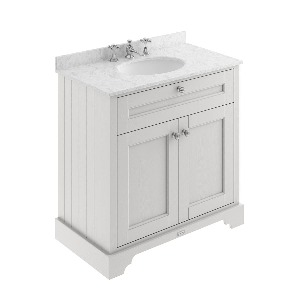 Hudson Reed Traditional Old London Timeless Sand 800mm Cabinet & Grey Marble Top 3 Tap Hole