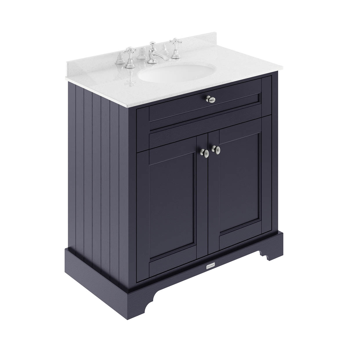 Hudson Reed Traditional Old London Twilight Blue 800mm Cabinet & Light Grey Marble Top 3 Tap Hole