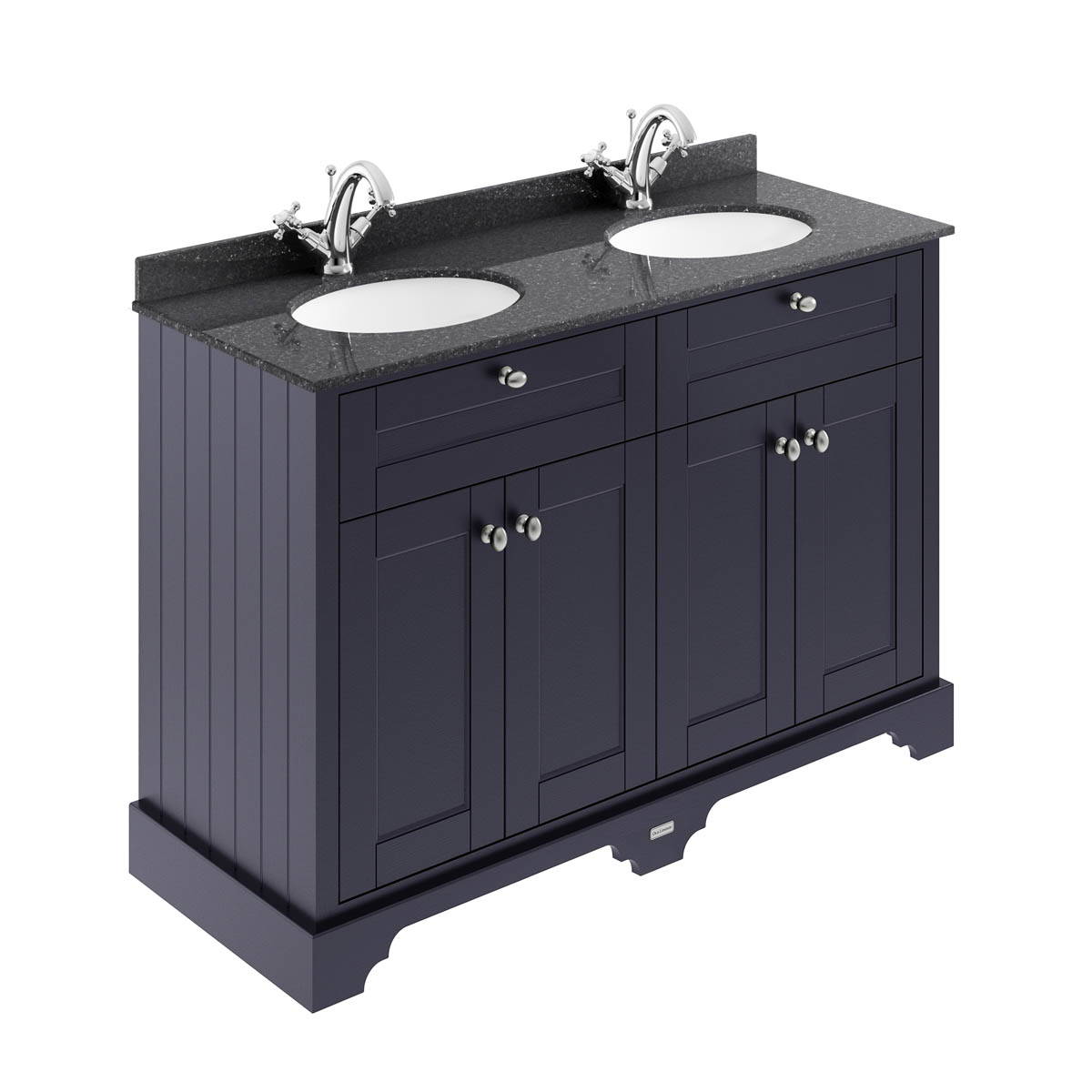 Hudson Reed Traditional Old London Twilight Blue 1200mm Cabinet & Double Black Marble Top 1 Tap Hole