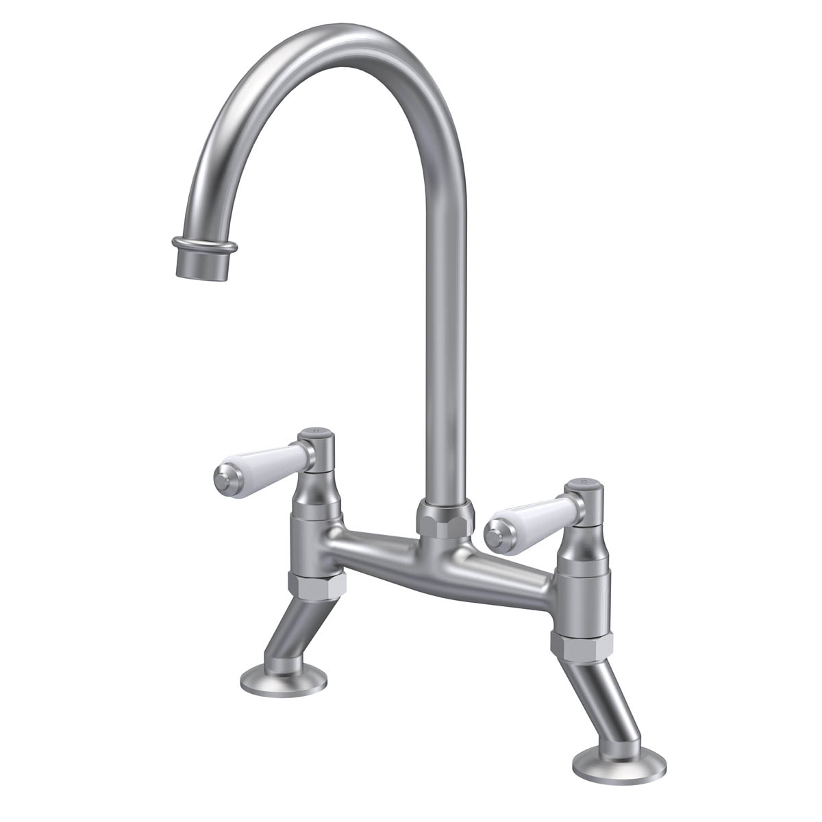 Nuie Bridge Traditional Mono Kitchen Tap with Topaz Lever - Brushed Nickel (20376)