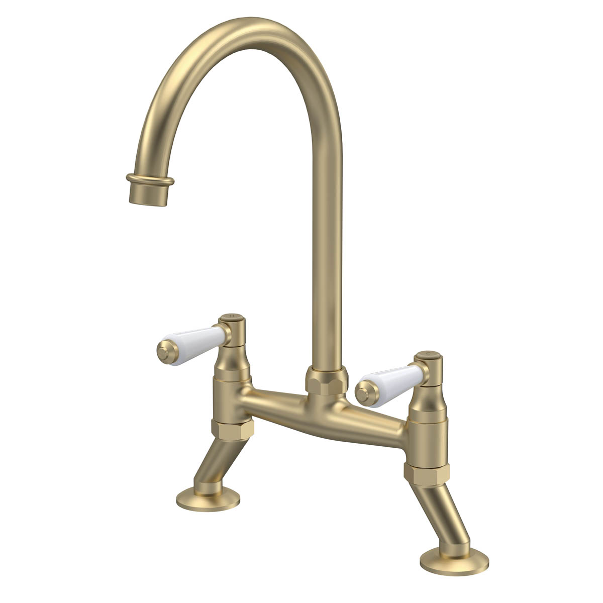 Nuie Bridge Traditional Mono Kitchen Tap with Topaz Lever - Brushed Brass (20375)