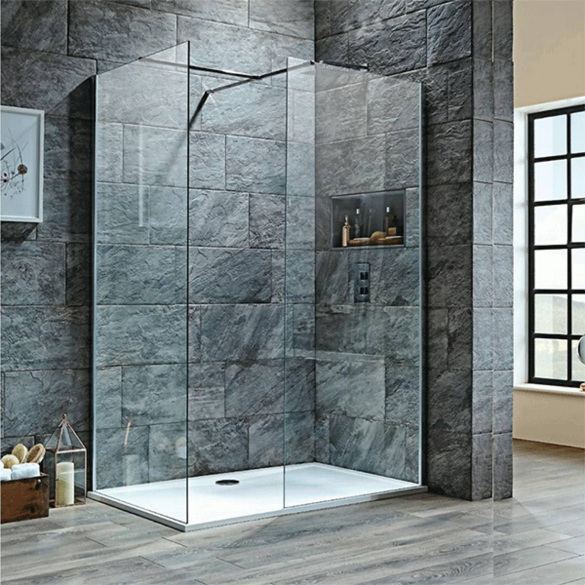 Kiimat Complete 900mm Walk In Shower Bundle with Chrome Shower