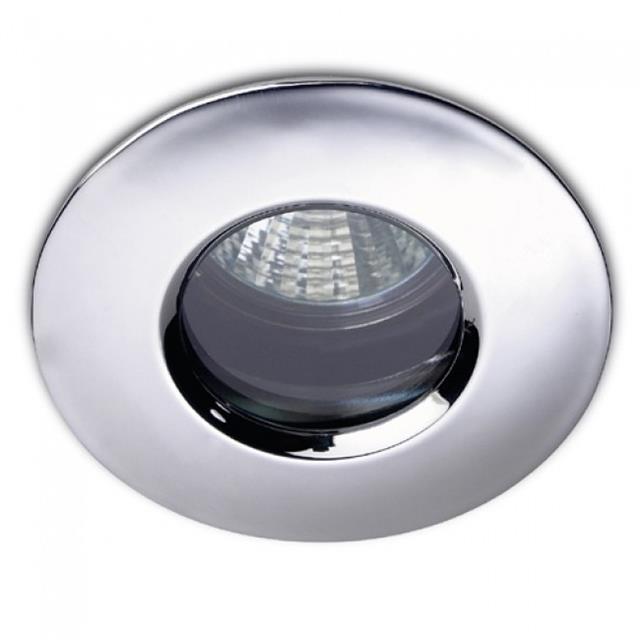 LED Satin Chrome Shower Ceiling Downlighter & Cool White Bulb (5232)