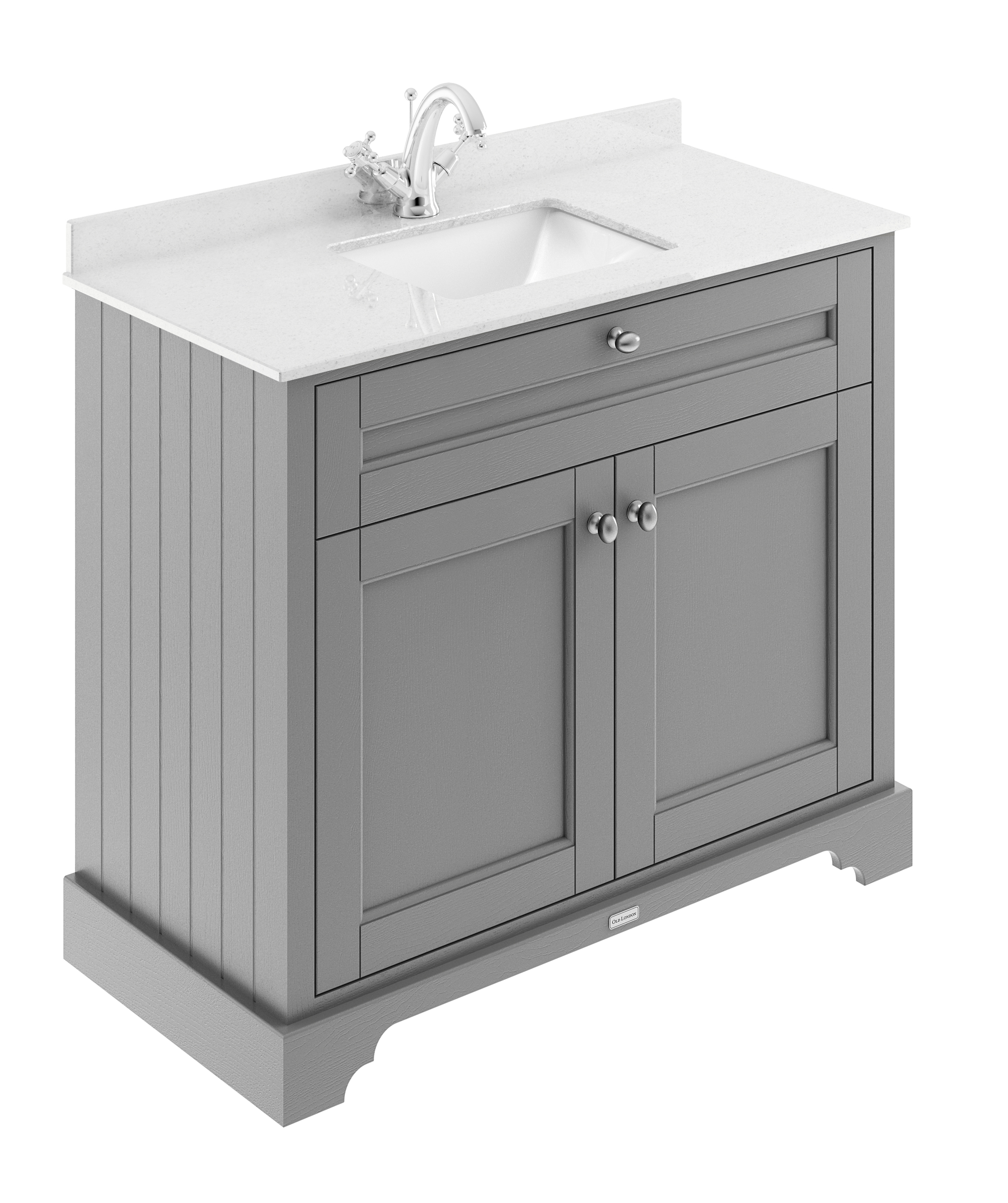 Hudson Reed Traditional Old London Storm Grey 1000mm Cabinet & Marble Top 1 Tap Hole