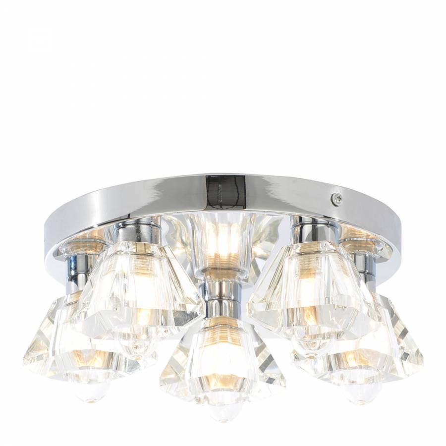 LumenAir 5 Glass Spotlight Flush Bathroom Ceiling Light with Extractor Fan (5342)