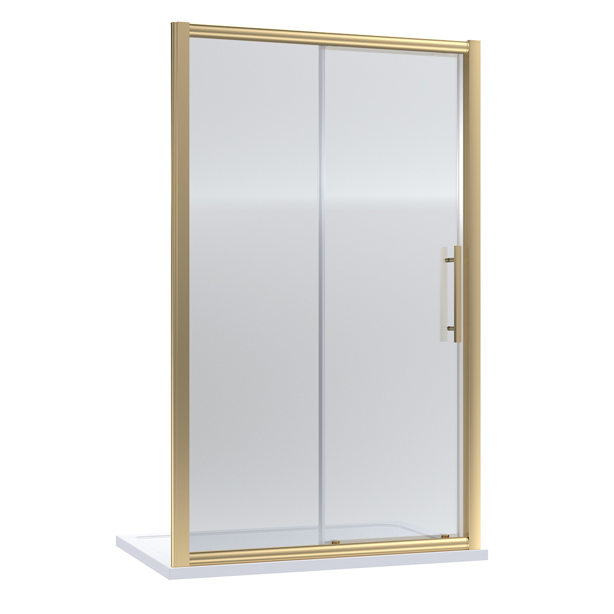 Hudson Reed 1400mm Sliding Shower Door with Square Handle - Brushed Brass