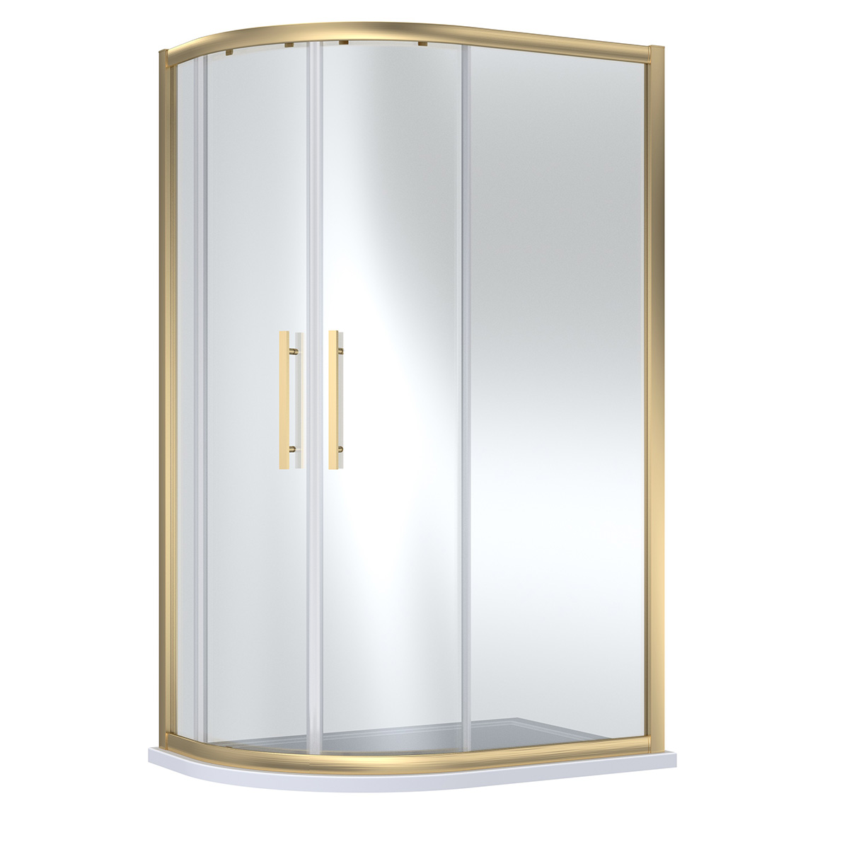 Hudson Reed 1000 x 800mm Offset Quadrant Shower Enclosure with Square Handle - Brushed Brass