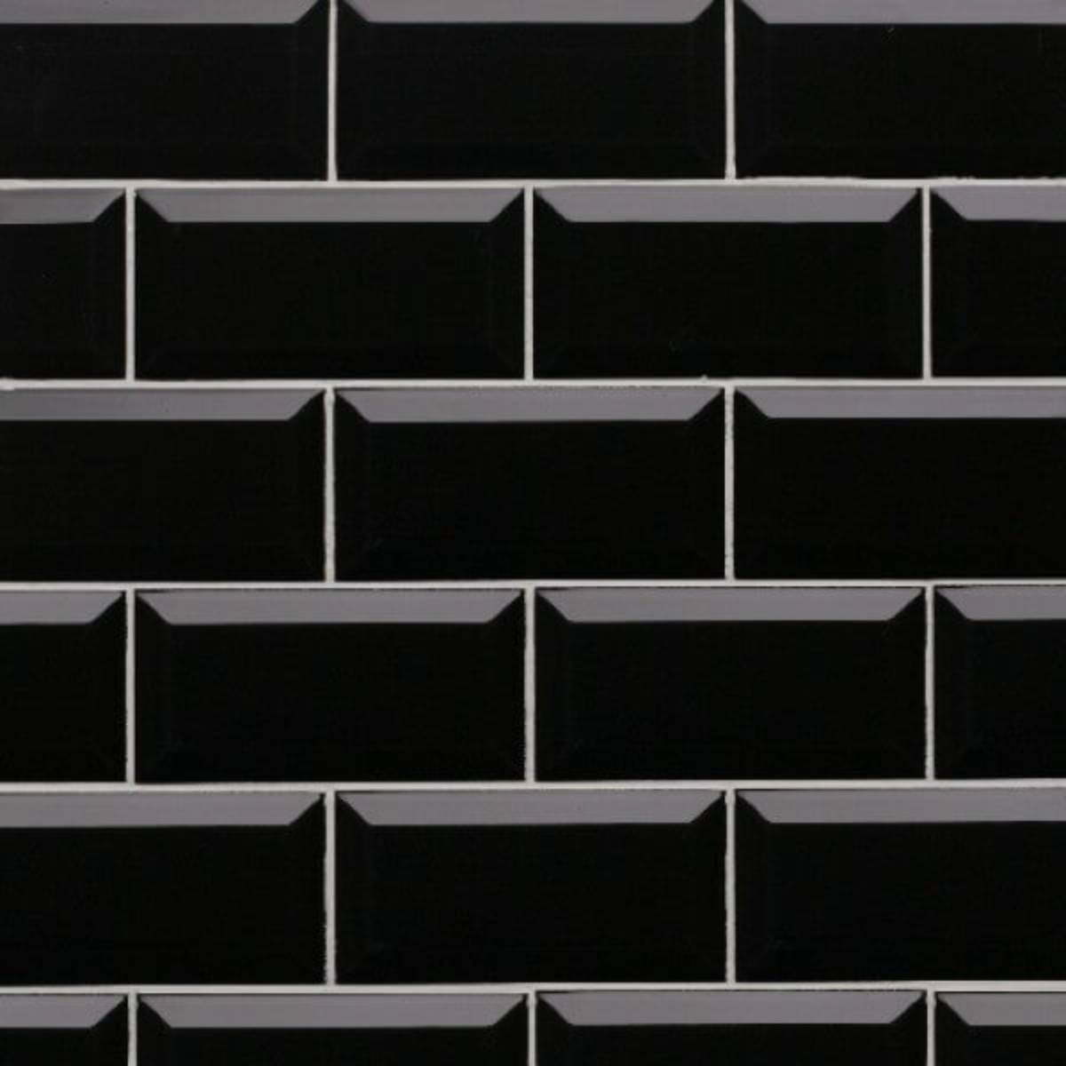 Metro Black Biselado Brillo 10 x 20cm Ceramic Tile - 1sqm perbox (3122)